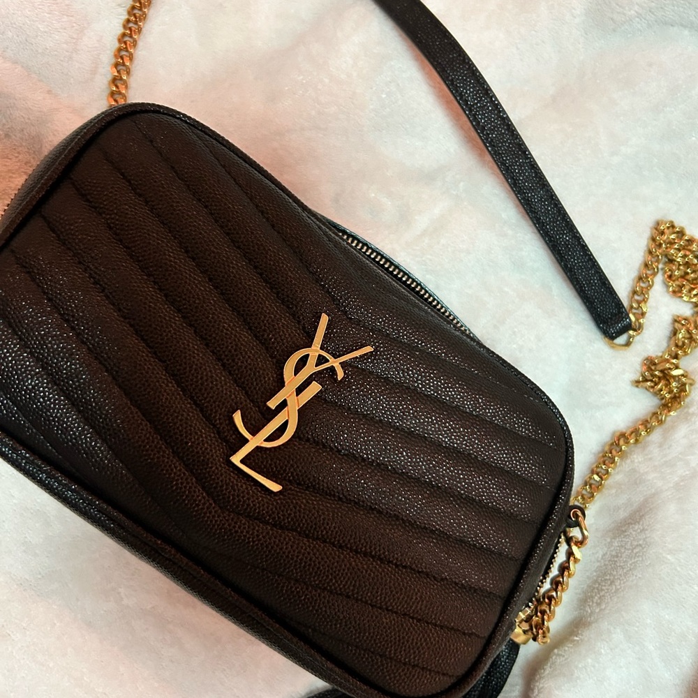 YSL Lou Mini Bag Embossed Leather in Black